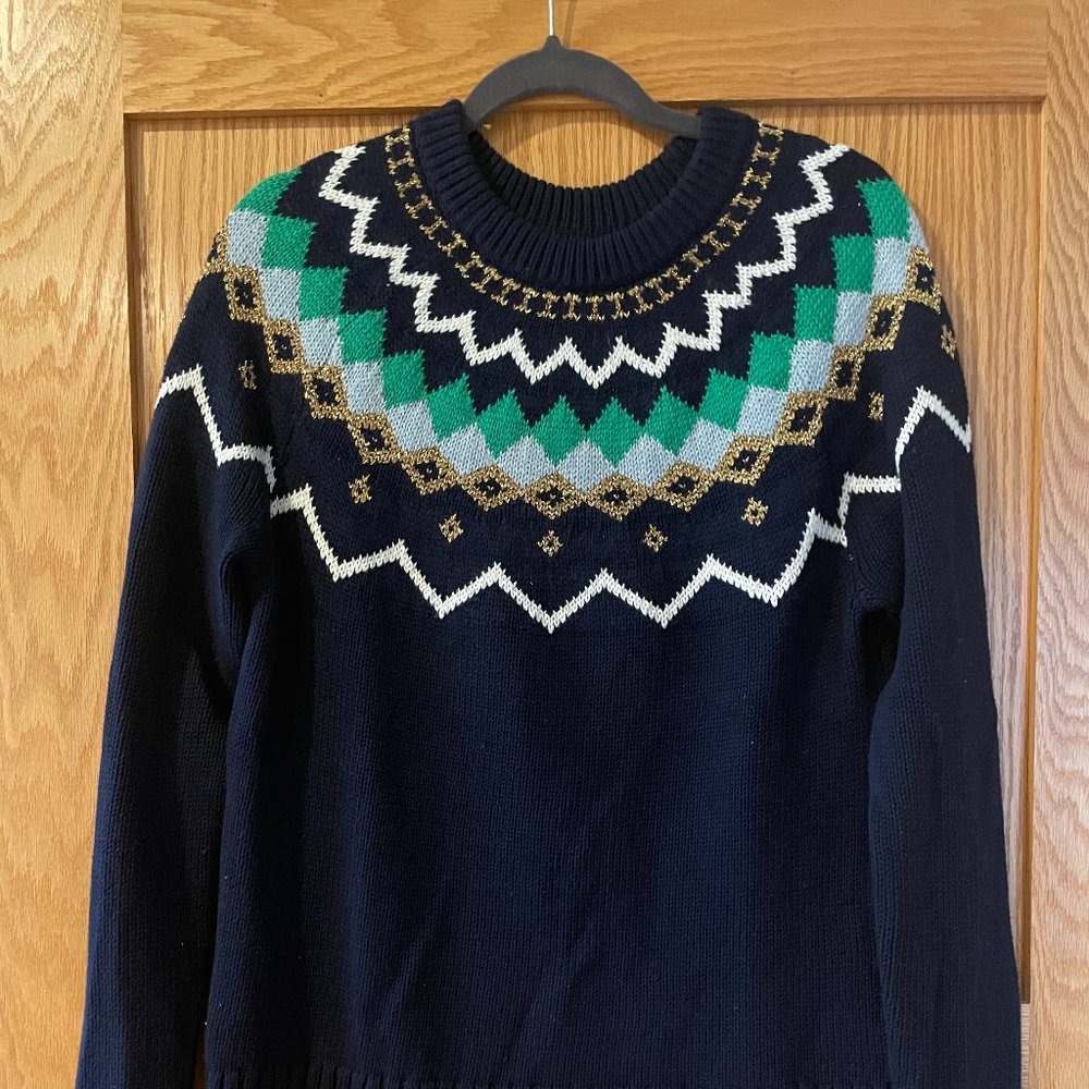 Fair Isle Sweater Navy Gold J Crew Factory size M